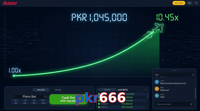 Main screen of Pkr666 aviator page for PK players